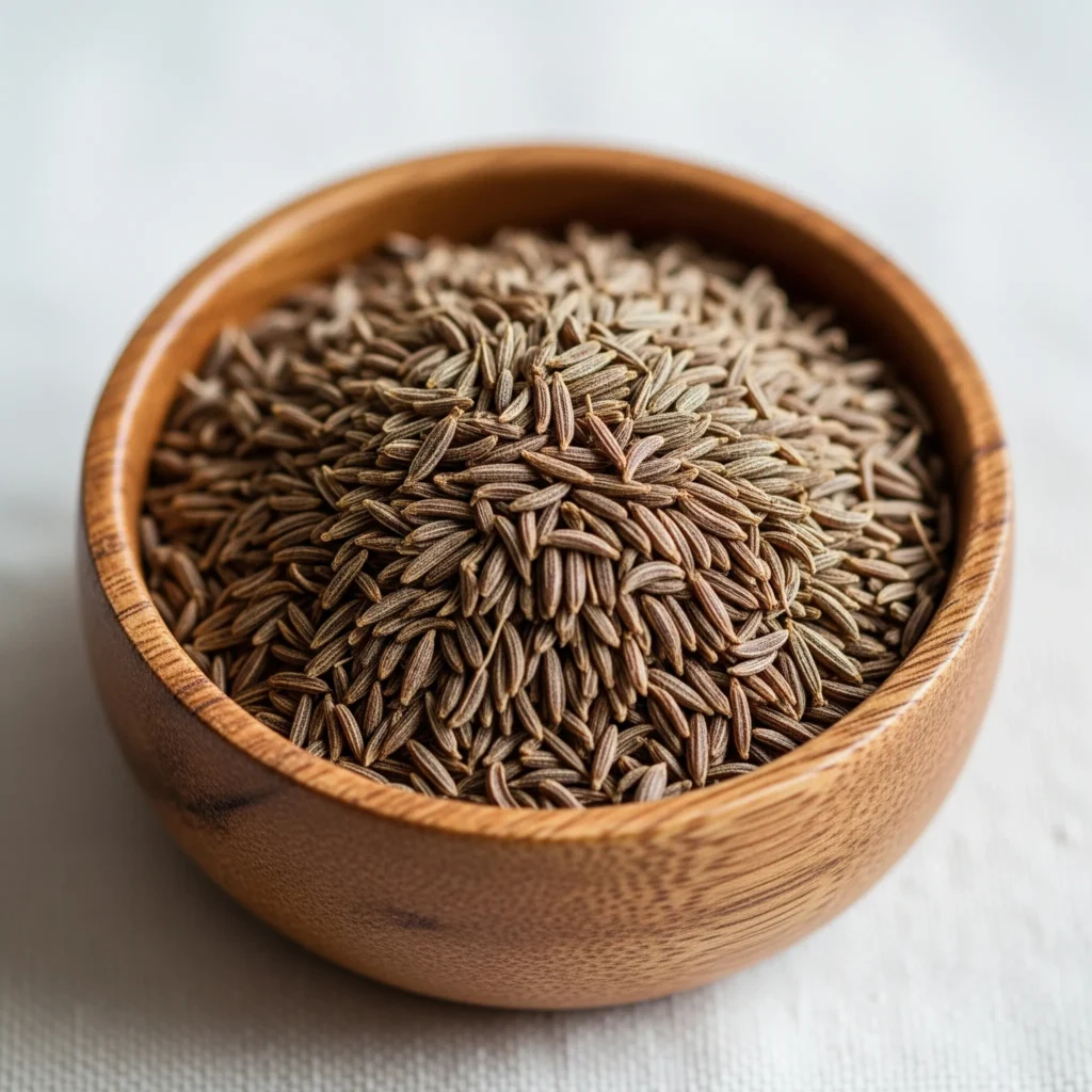 Whole cumin seeds, an aromatic staple for anyone learning about and understanding Indian spices.
